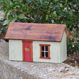 Handmade Primitive Birdhouse Sage Green With Barn Red Door - Etsy