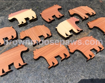 Handmade Red Cedar Bears for Crafts - Set of 10