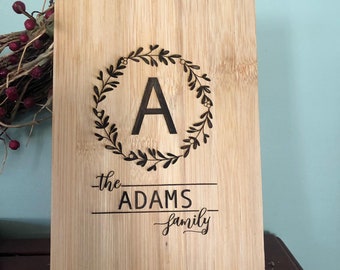 Personalized Bamboo Cutting Board - Laser Engraved - Wine & Cheese