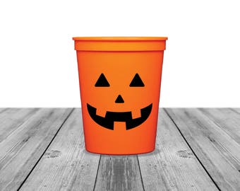 Jack O Lantern Pumpkin Party Cups Birthday Cups Frosted Cups 1401 Personalized Cups Halloween Cups Halloween Party Plastic Cups