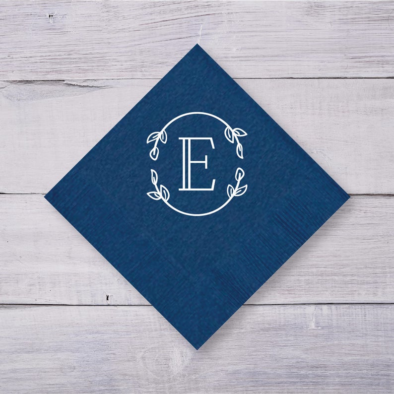 Wedding Napkins Monogram Beverage Napkins Engagement Party Wedding Cocktail Napkins Personalized Napkins Wedding Logo Cocktail Napkins