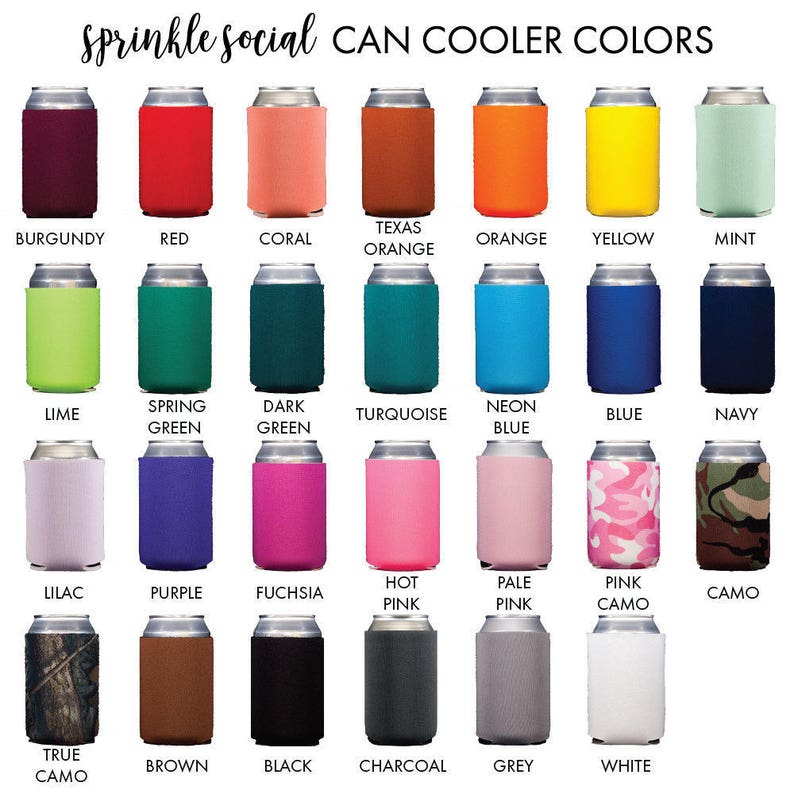 Personalized Coolies Wedding Can Huggers Pine Tree Custom Christmas Wedding 1405 Can Coolers Winter Wedding Neoprene Can Coolers