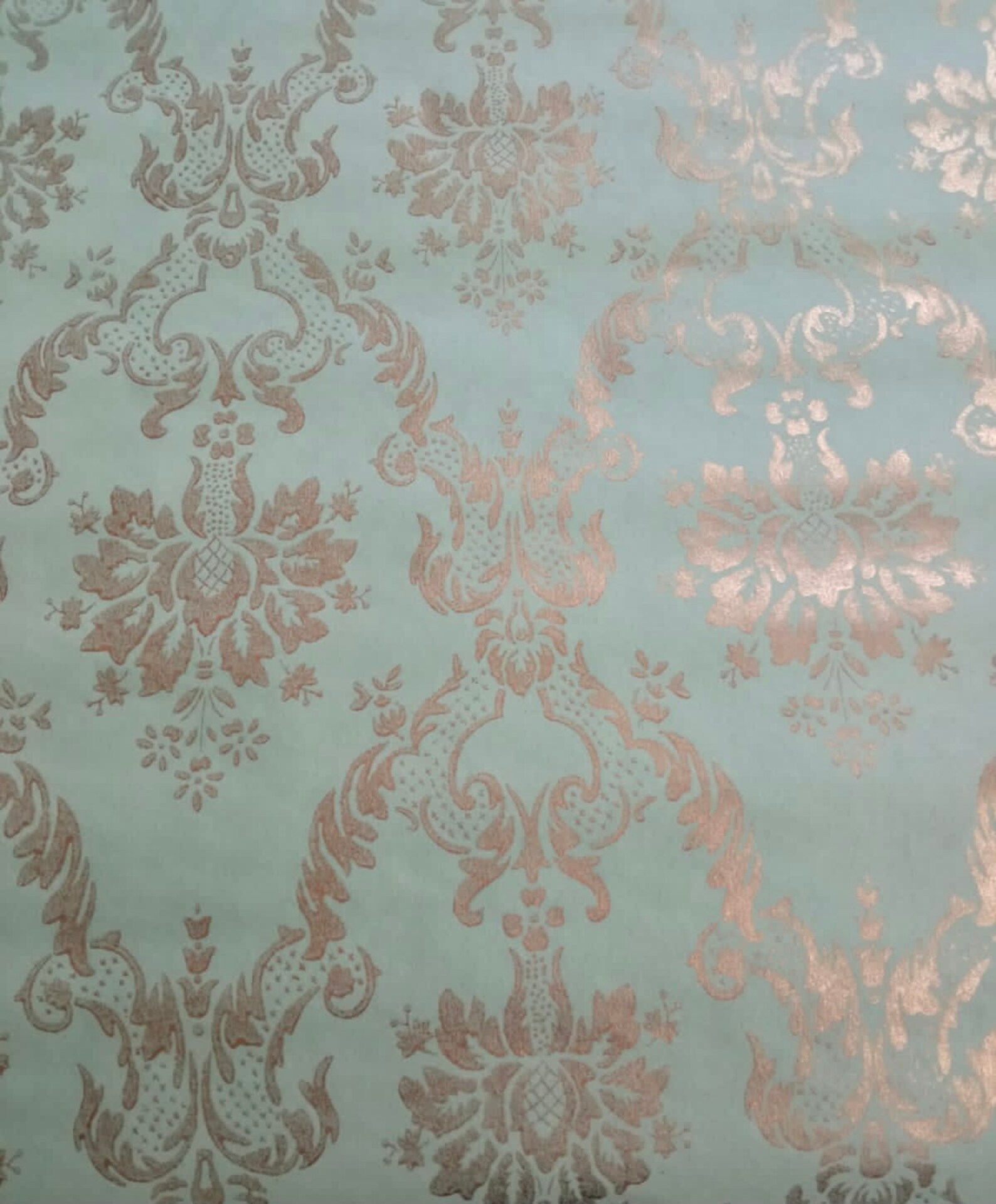 Mint Damask Wallpaper by the Yard Vintage Wallpaper Material Etsy