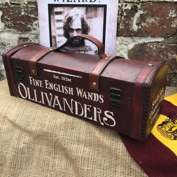 Vintage style  ollivanders wooden wand case wine bottle case storage trunk diagon alley vintage chest