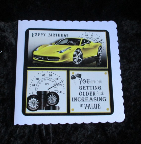Male Happy Birthday Card 3 D Decoupage Yellow Sports Card Etsy