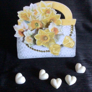 Handbag Shaped Daffodil 3D Decoupage Card, Mothers Day, Easter Birthday, Your Special Day, Get Well Soon, Birthday Card, Personalise,