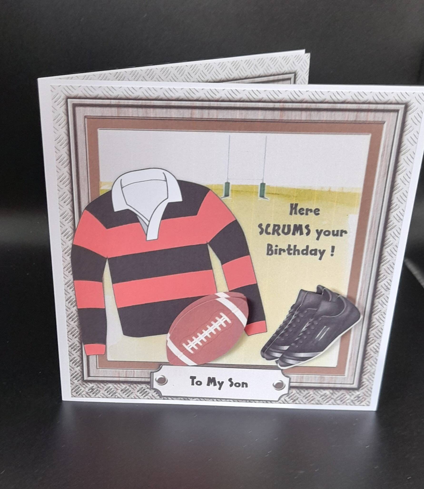 Rugby Theme Birthday Card Son's Birthday Personalise Etsy UK