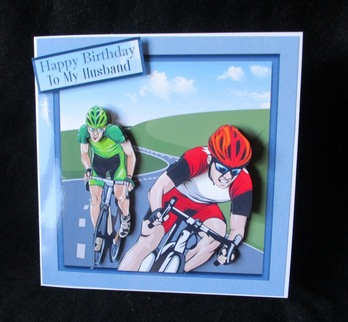 Cycling Birthday Card 3 D Decoupage Card Husband Brother Etsy