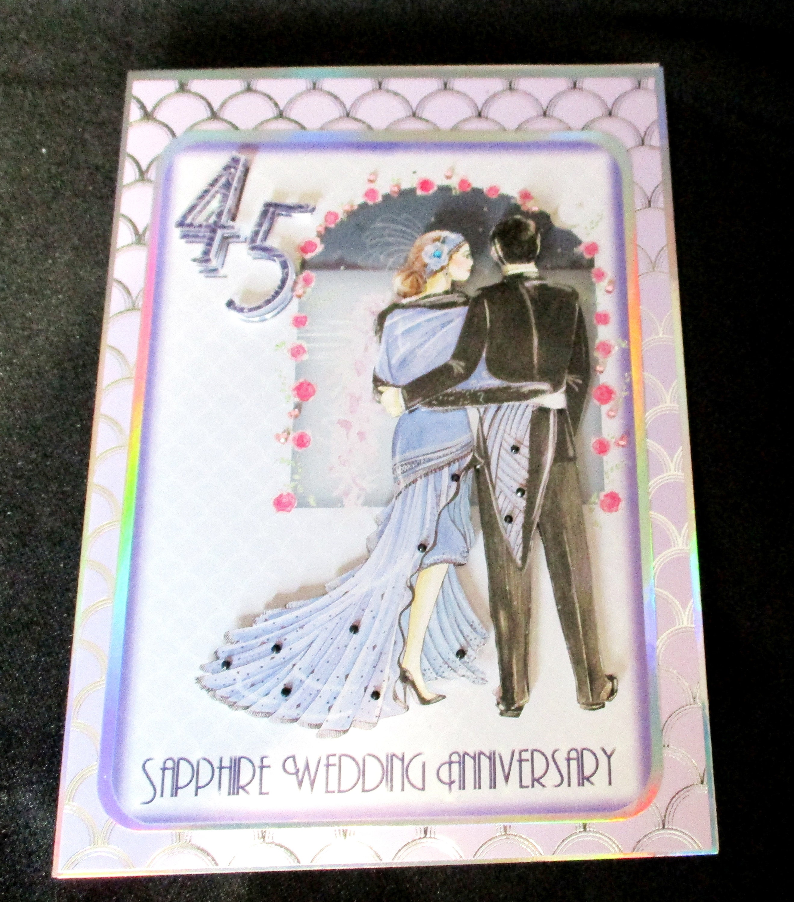 Wedding Anniversary Card 45th Art Deco Sapphire Anniversary Etsy