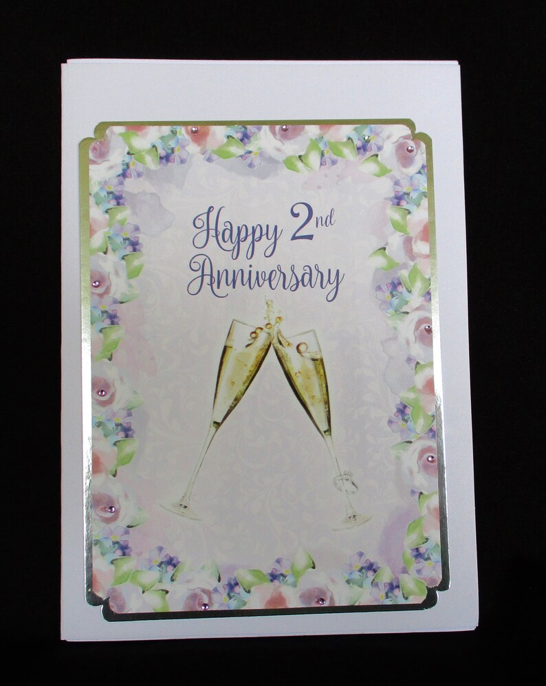 anniversary wedding card, wedding anniversary card, 2nd wedding  anniversary, congratulations card, handmade in uk, personalise ,