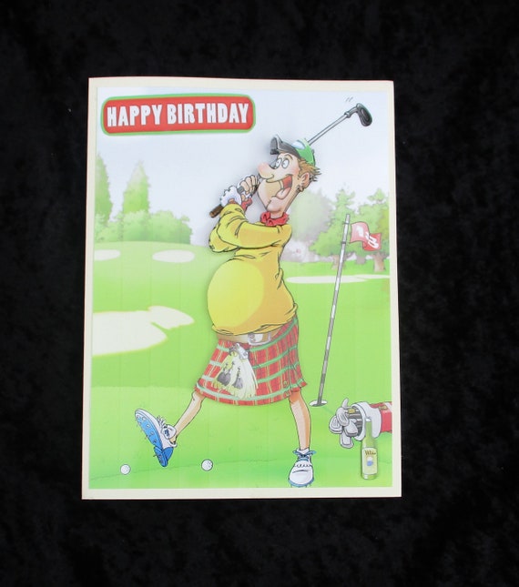 Humorous Golfer Birthday Card Scottish Male Golfer 3 D Etsy