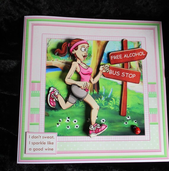 3 D Female Runner Card Female Jogger Card Female Runner Etsy