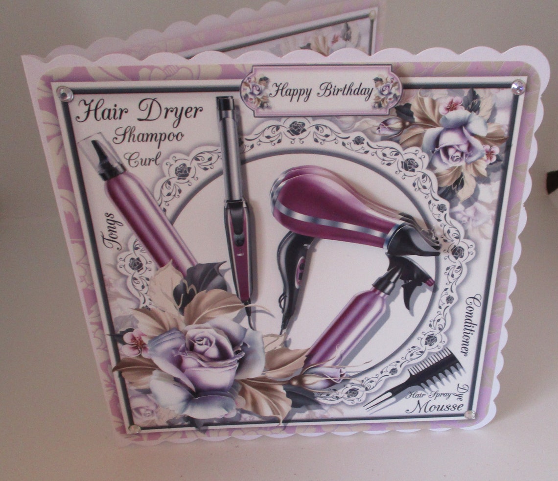Hairdresser's Birthday Card 3 D Decoupage Card Happy Etsy