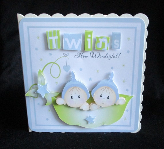 Twins New Arrival Card Twin Baby Boys Card Baby Shower Etsy