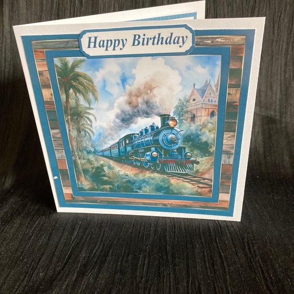 Train Birthday Card, Fathers Day  Card, Personalise, Hand Made in the Uk