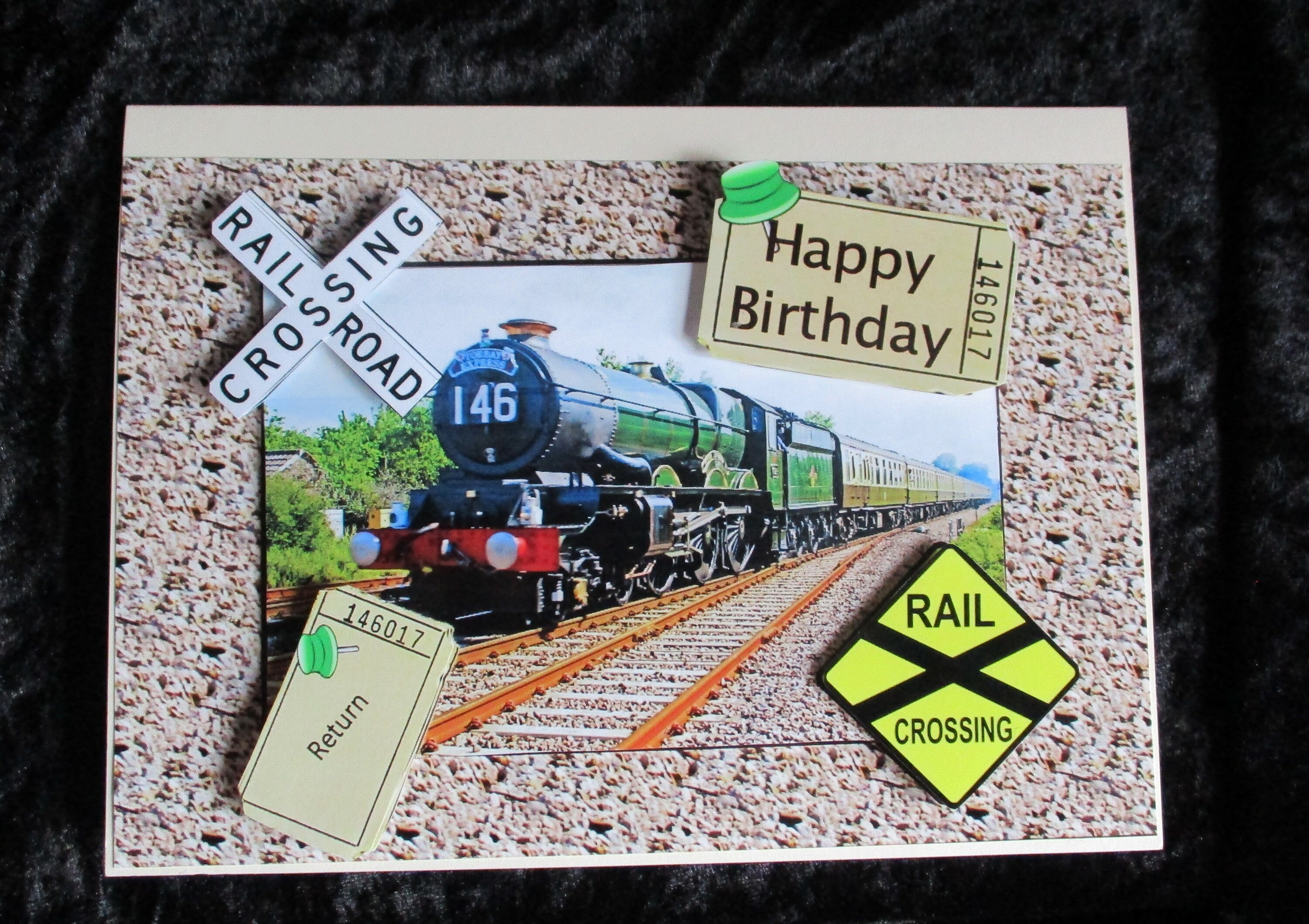 Railway Birthday Day Card Green Steam Train Etsy