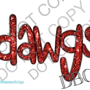 Dawgs faux sequin embroidery PNG