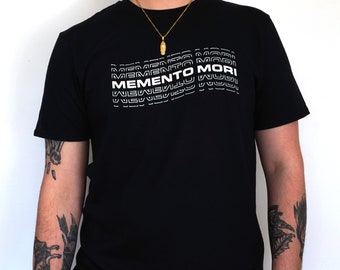 Memento Mori Unisex Tattoo Inspired Graphic Typography T Shirt, Hand Printed Illustration Shirt S,M,L,XL - Satanic Occult Tattoo Typographic