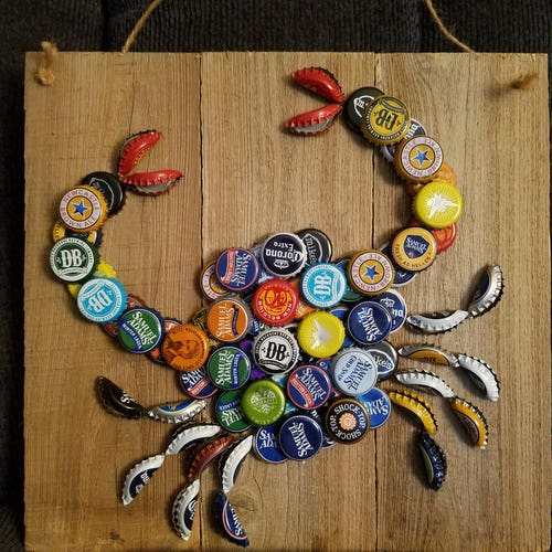 Beer Bottle Cap Art American Flag Stained Background - Etsy