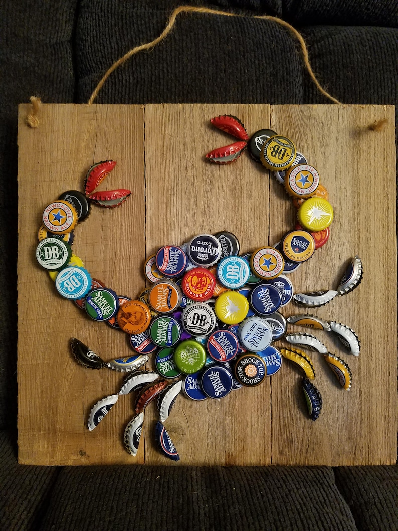 Bottle cap art crab Etsy