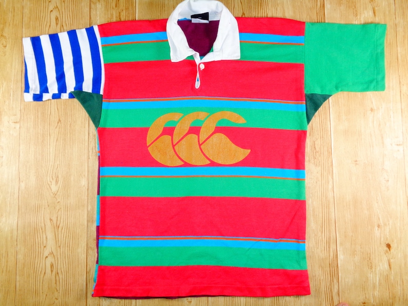 20/% OFF Vintage New Zealand CANTERBURY Striped Rugby Jersey Rare Design