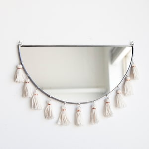 The Kiesa Half Circle Mirror with Tassels stained glass minimal mirror wall decor image 1