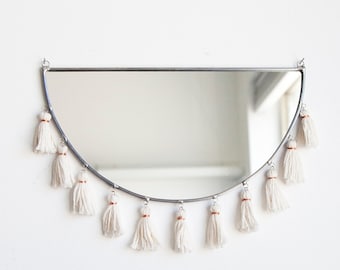 The Kiesa - Half Circle Mirror with Tassels - stained glass minimal mirror wall decor