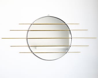 The  Sekcja - Circle Mirror with Brass Detail - circle mirror wall decor or mirror jewelry organizer