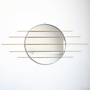 The  Sekcja - Circle Mirror with Brass Detail - circle mirror wall decor or mirror jewelry organizer