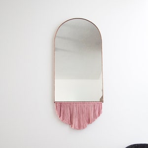 Elongated Arch Mirror with Fringe - Stained Glass Mirror Wall Decor