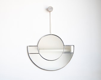 The Krzywa - Minimal Geo Circle Mirror - stained glass minimal wall decor