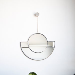 The Krzywa - Minimal Geo Circle Mirror - stained glass minimal wall decor