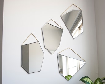 Geo Rock Shape Mirrors (4 Shapes) - Mirror Hanging, Modern Stained Glass Mirror, Mirror Wall Decor