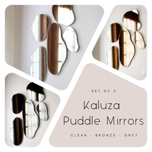 Kaluza Puddle Mirrors Large Set of 5 in Clear, Bronze & Grey Mirror image 2