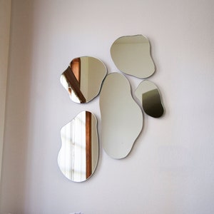 Kaluza Puddle Mirrors Large Set of 5 in Clear, Bronze & Grey Mirror Clear