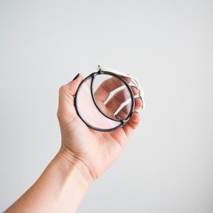 Mini Stained Glass Moon - Pink & Clear Glass, Crescent Moon Wall Hanging, Celestial Moon Wall Art
