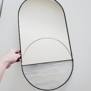 The Pillola - Large Mirror with White Spotted Glass & Brass