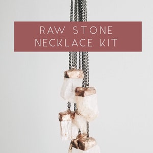 RAW STONE Necklace Kit Raw Green Aventurine & Clear Quartz image 1