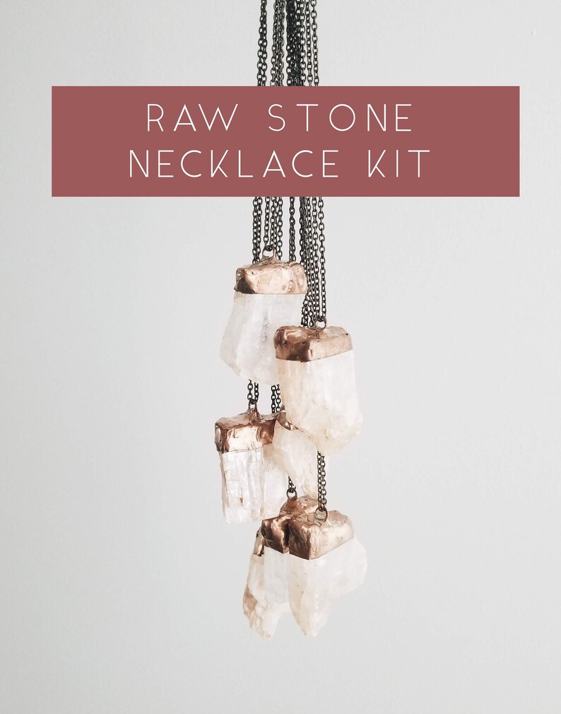 RAW STONE Necklace Kit Raw Green Aventurine & Clear Quartz image 1