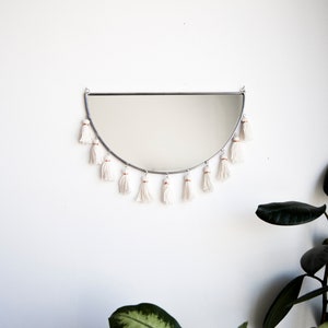 The Kiesa Half Circle Mirror with Tassels stained glass minimal mirror wall decor image 2