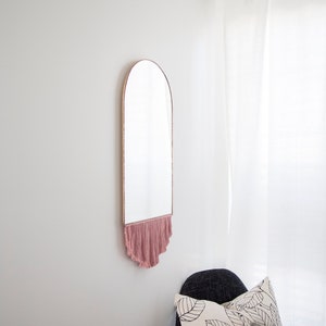 Elongated Arch Mirror with Fringe Stained Glass Mirror Wall Decor image 3