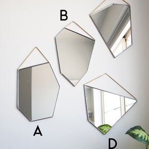 Geo Rock Shape Mirrors 4 Shapes Mirror Hanging, Modern Stained Glass Mirror, Mirror Wall Decor All 4