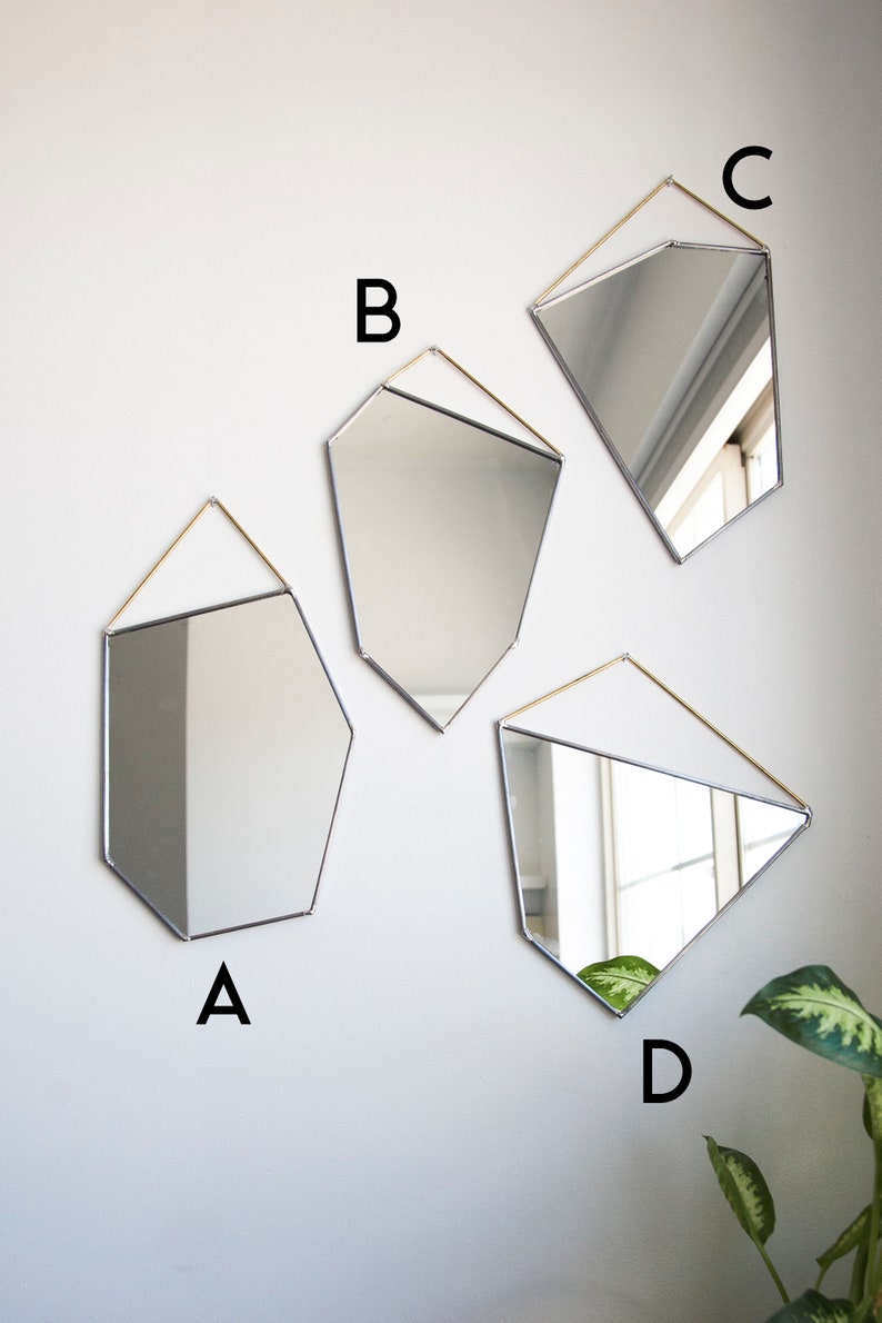 Geo Rock Shape Mirrors 4 Shapes Mirror Hanging, Modern Stained Glass Mirror, Mirror Wall Decor All 4