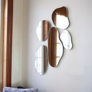 Kaluza Puddle Mirrors Large Set of 5 in Clear, Bronze & Grey Mirror image 4