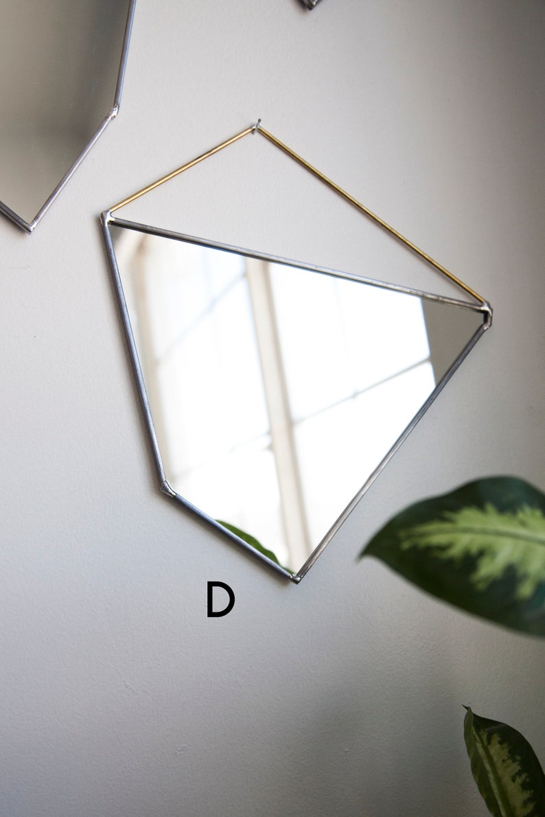 Geo Rock Shape Mirrors 4 Shapes Mirror Hanging, Modern Stained Glass Mirror, Mirror Wall Decor D