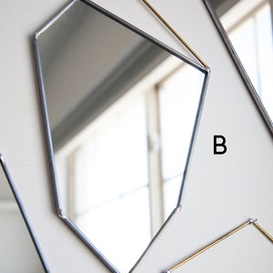 Geo Rock Shape Mirrors 4 Shapes Mirror Hanging, Modern Stained Glass Mirror, Mirror Wall Decor B