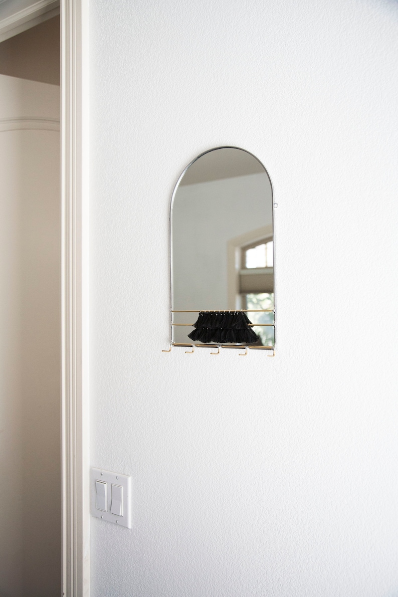 Arched Mirror Wall Organizer With Hooks & Tassels Key Holder Etsy