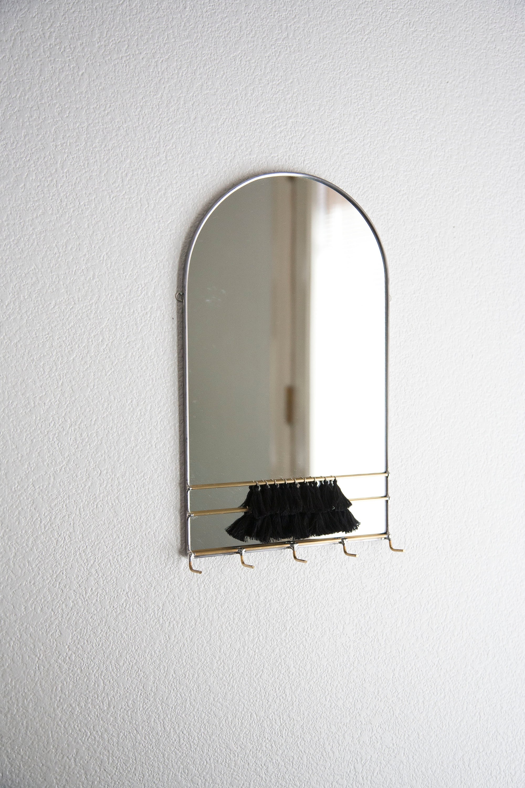 Arched Mirror Wall Organizer With Hooks & Tassels Key Holder Etsy