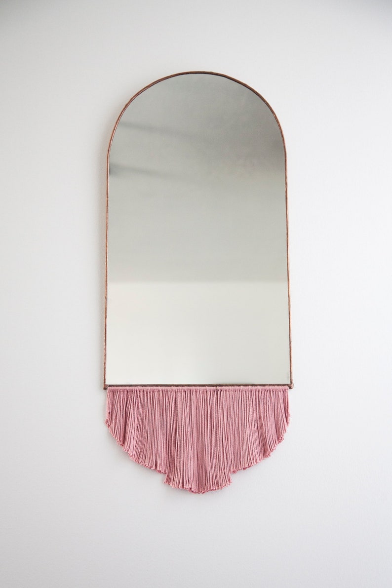 Elongated Arch Mirror with Fringe Stained Glass Mirror Wall Decor image 2