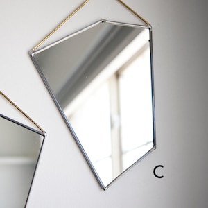 Geo Rock Shape Mirrors 4 Shapes Mirror Hanging, Modern Stained Glass Mirror, Mirror Wall Decor C